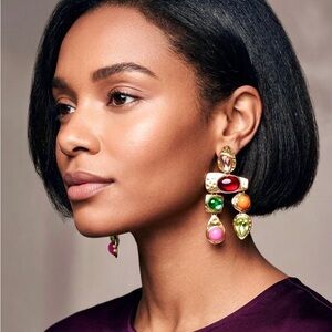 Colorful Crystal Resin Statement Dangle Earrings – Bold & Eye-Catching
